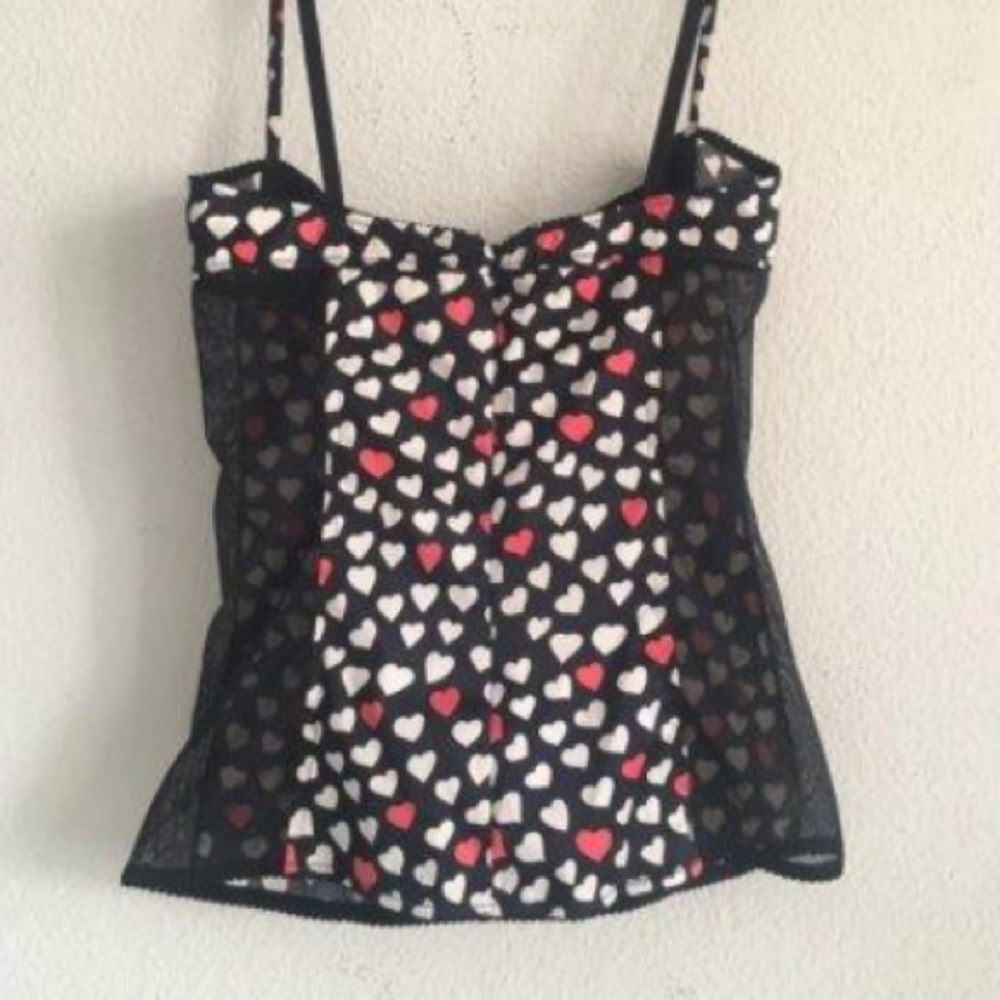 Dolce & Gabbana authentic RARE Y2K black heart bustier mesh stretch pinUp Medium - Picture 3 of 16